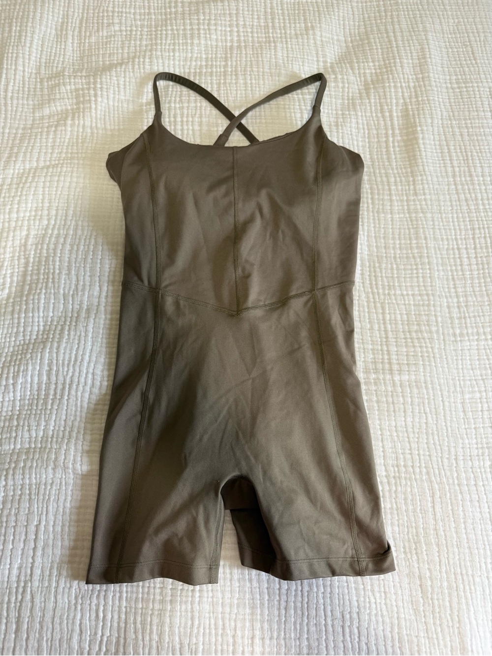 all in motion Tan Green Workout Romper